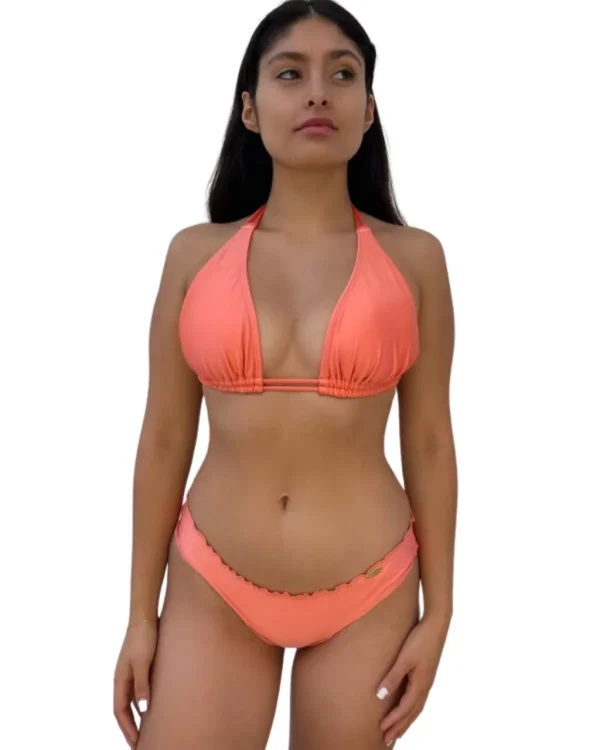 Fashion Beachy Coral Cosita Buena Triangle Halter Top | Gone Bananas Beachwear Halter Top | Cup Size Top