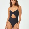New Black Eco Chic Repreve Kyslee One Piece Swimsuit Standard Cut One Pieces