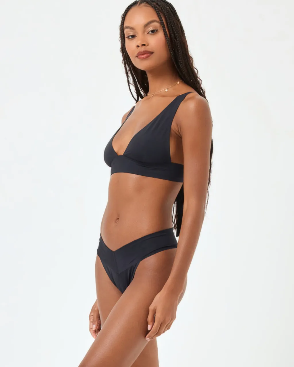 black_quinn_bikini_bottom_2.webp Hot Black Quinn Bikini Bottom | Gone Bananas Beachwear | San Diego | Swim Minimal Coverage Bottom | High Leg Bottom