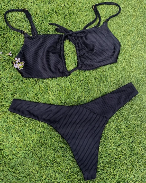 Outlet Rib High Leg Thong Bottom Thong Bottom | Minimal Coverage Bottom