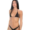 Hot Black Thin Metallic Princess Triangle Top Triangle Top