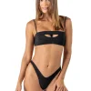 Discount Black Thin Metallic Slit Top Bandeau Top