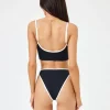 Discount Black/Cream Ribbed Nora Bikini Bottom Minimal Coverage Bottom | High Waist Bottom