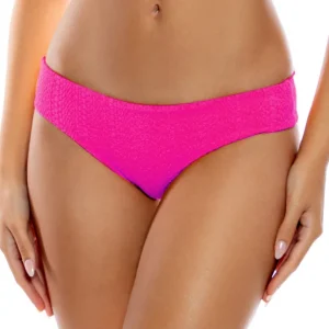 Clearance Blazing Pink Wavy Baby Seamless Full Ruched Back Bottom | Gone Bananas Beachwear Ruched Bottom | Full Coverage Bottom