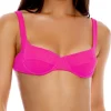 Hot Blazing Pink Wavy Baby Wide Strap Balconette Top | Gone Bananas Beachwear Underwire Top