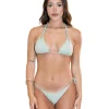 Hot Boho Mint Cut Out Tri Top Triangle Top
