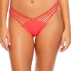 Discount Bombshell Red Cosita Buena Strappy Brazilian Ruched Back Bottom Ruched Bottom | Minimal Coverage Bottom