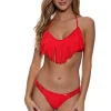 Best Cosita Buena Bombshell Red Fringe Scoop Halter Top | Gone Bananas Beachwear Halter Top | Cup Size Top