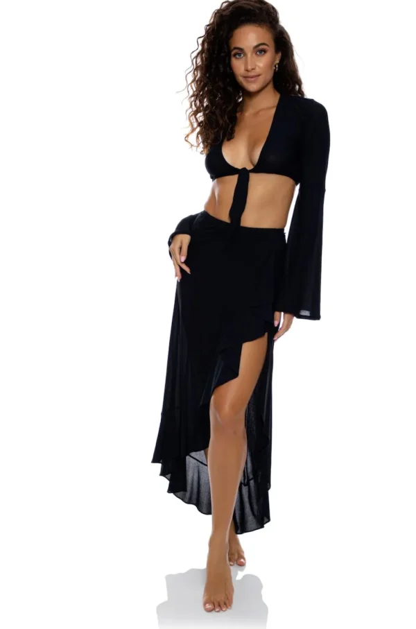 Hot Cosita Buena Ruffle High Lo Slit Skirt | Gone Bananas Beachwear | Swim Shorts, Pants And Skirts