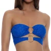 Online Electric Blue Brilla Double Loop Bandeau Crop Top | Gone Bananas Beachwear Bandeau Top