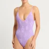 Clearance Lavender Floral Elena 2.0 One Piece High Leg One Pieces