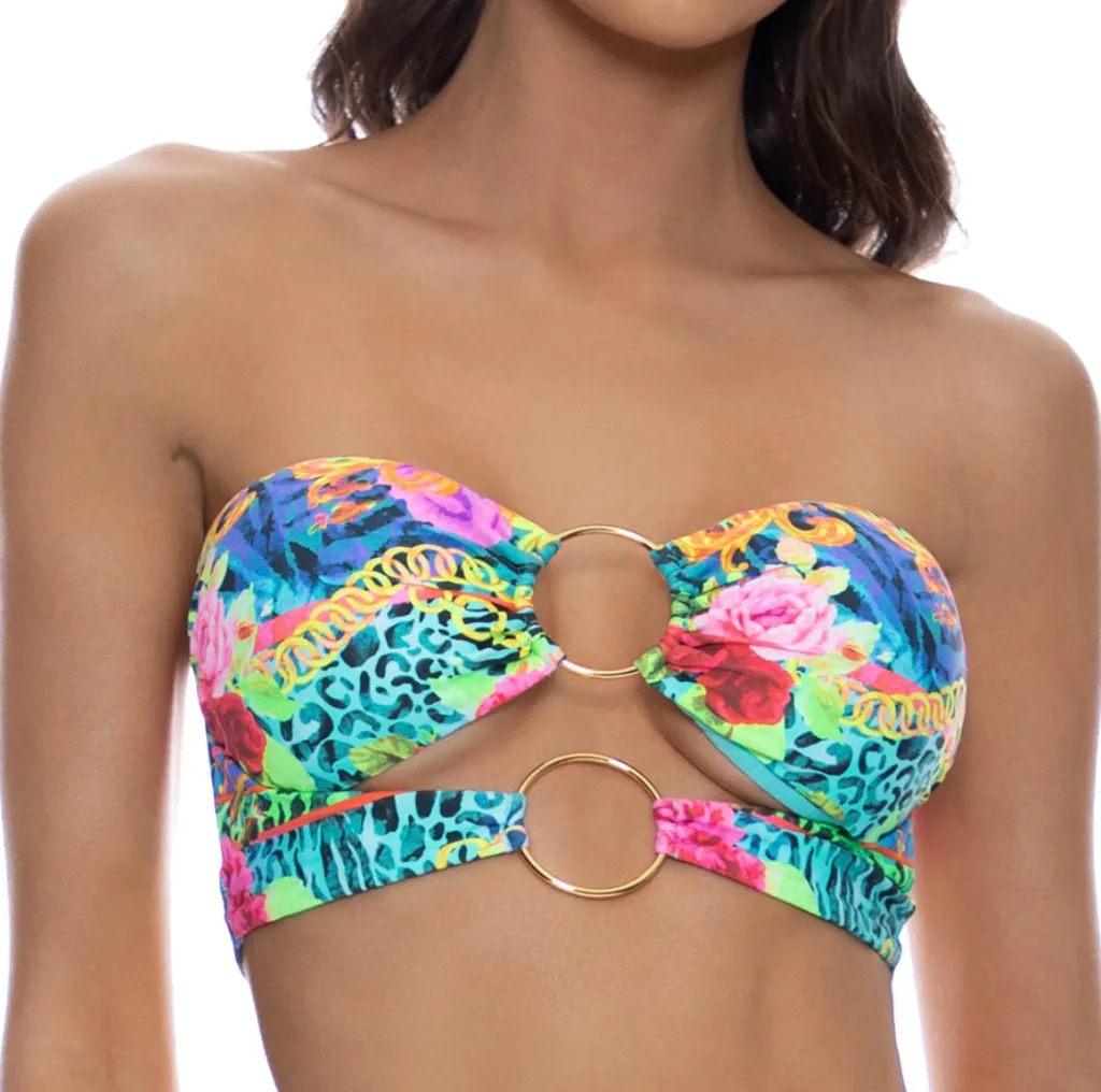 multicolor_wild_blooms_do_0.webp Fashion Multicolor Wild Blooms Double Loop Bandeau Crop Top Bandeau Top