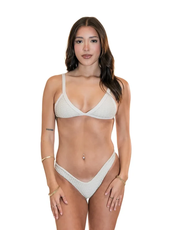 Outlet Natural Overlay High Leg Thong Bottom Thong Bottom | Minimal Coverage Bottom