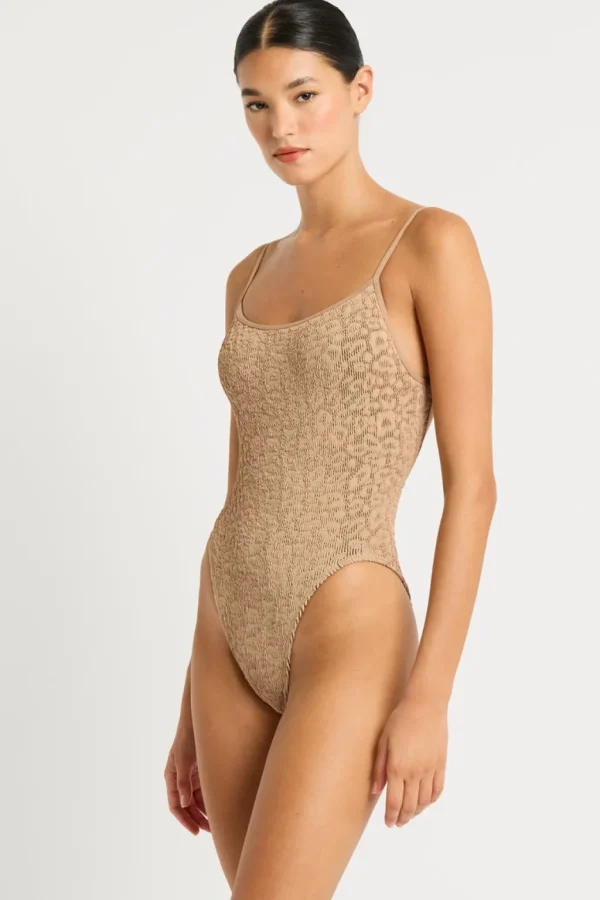 Clearance Oat Leopard Low Palace One Piece High Leg One Pieces