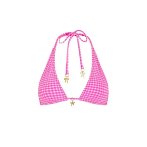 New Pink Diva Classic Tie Halter Bikini Top Halter Top | Cup Size Top