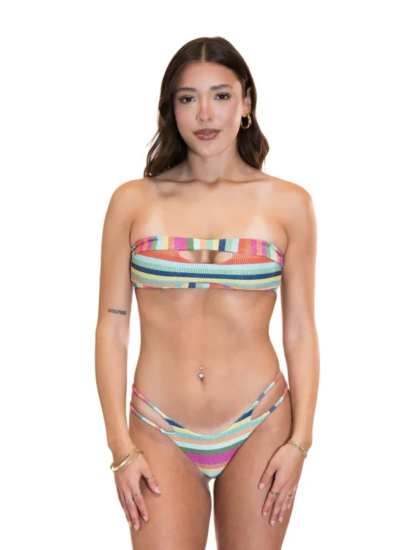 Discount Rainbow Sparkle Cut Out Cheeky Bottom Minimal Coverage Bottom | Brazilian Bottom