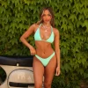 Outlet Turquoise Mint Ribbed Halter Bralette Bikini Top Halter Top | Cup Size Top