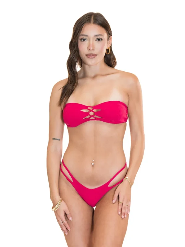 Fashion Ribbed Criss Cross Bandeau Top Bandeau Top