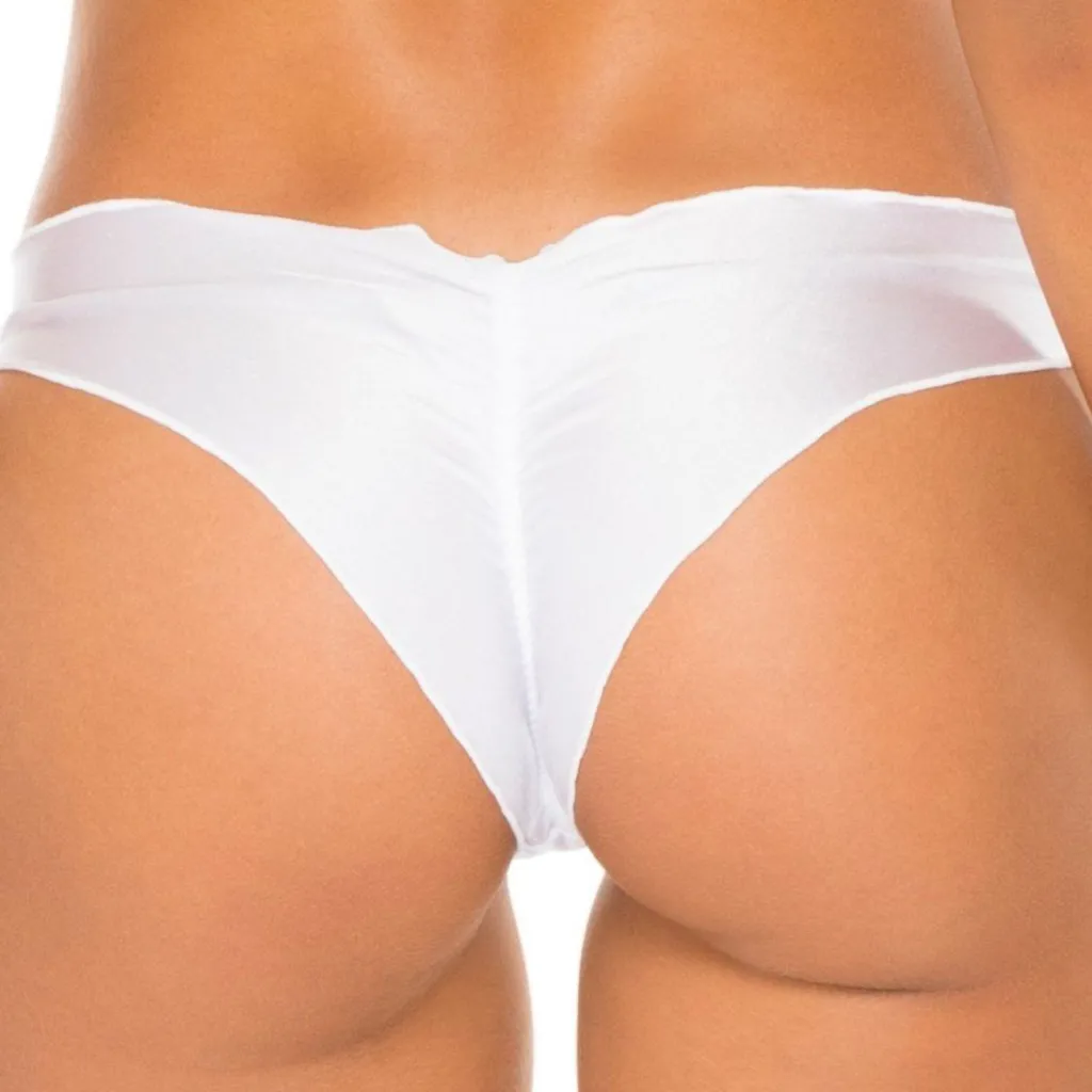 white_cosita_buena_wavey__1-3.webp Online Cosita Buena Wavey Brazilian Ruched Bottom | Gone Bananas Beachwear Ruched Bottom | Minimal Coverage Bottom