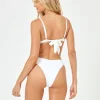 Discount White Ribbed Dominic Bikini Bottom | Gone Bananas Beachwear | San Diego Minimal Coverage Bottom | High Leg Bottom